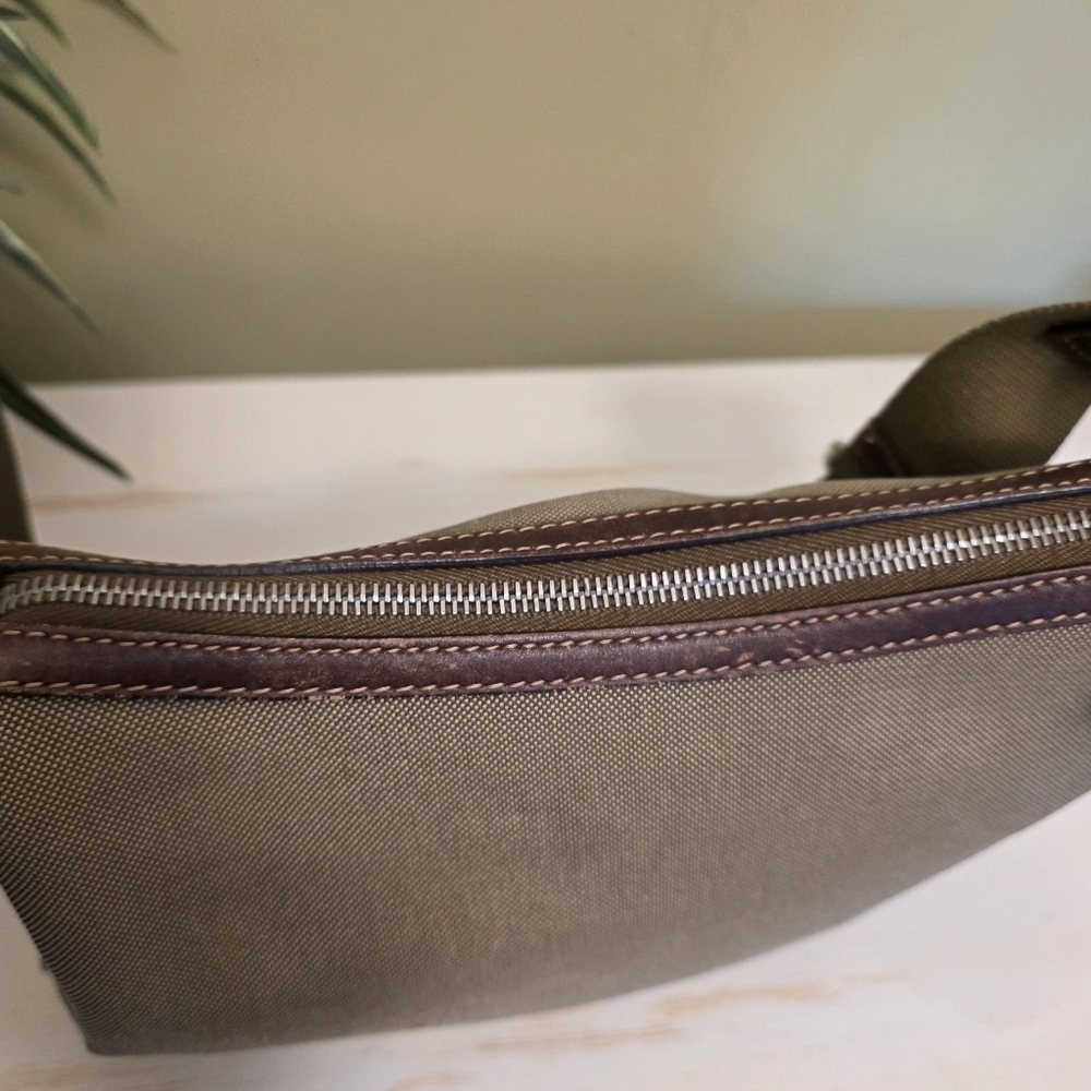 Prada | Small Prada Logo Jacquard Tan Canvas Shoulder/Crossbody  Bag - Picture 6 of 15